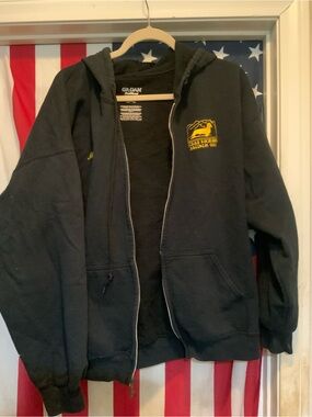 Gildan Black Zip Hoodie with Yellow Mountain Logo